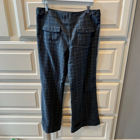 Navy Wide Leg Plaid Trousers 13 - Picture 7 of 10